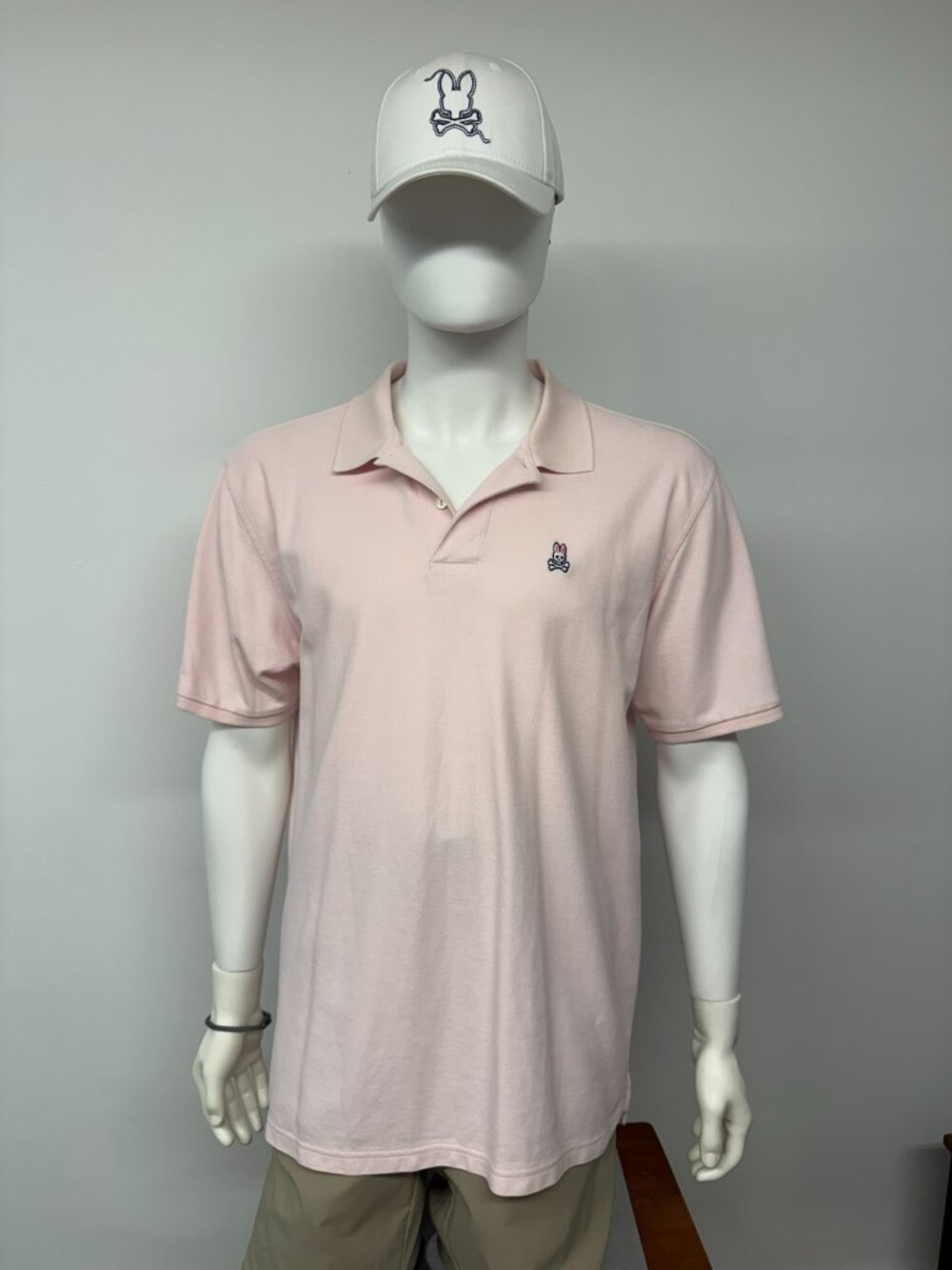 Psycho Bunny Men's Size 8 XXL SOFT PINK Polo Shirt + FREE ENAMEL PIN!!
